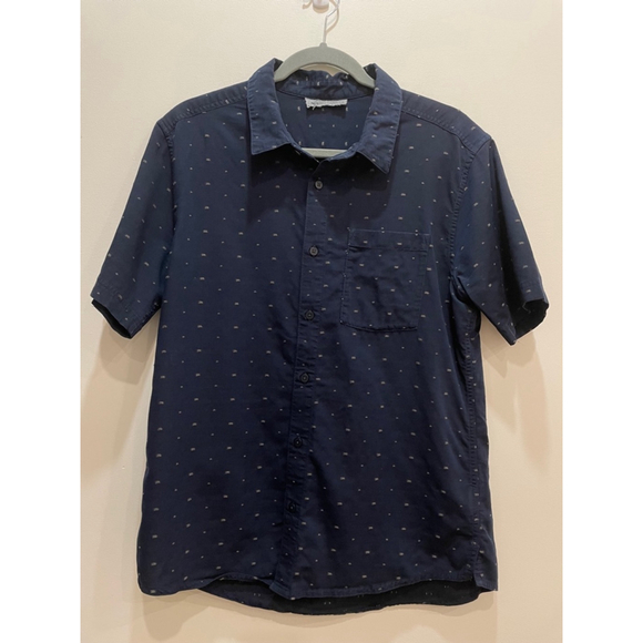 Icebreaker Short Sleeve Button Down Shirt Men Size M Blue Merino Wool - Picture 1 of 10